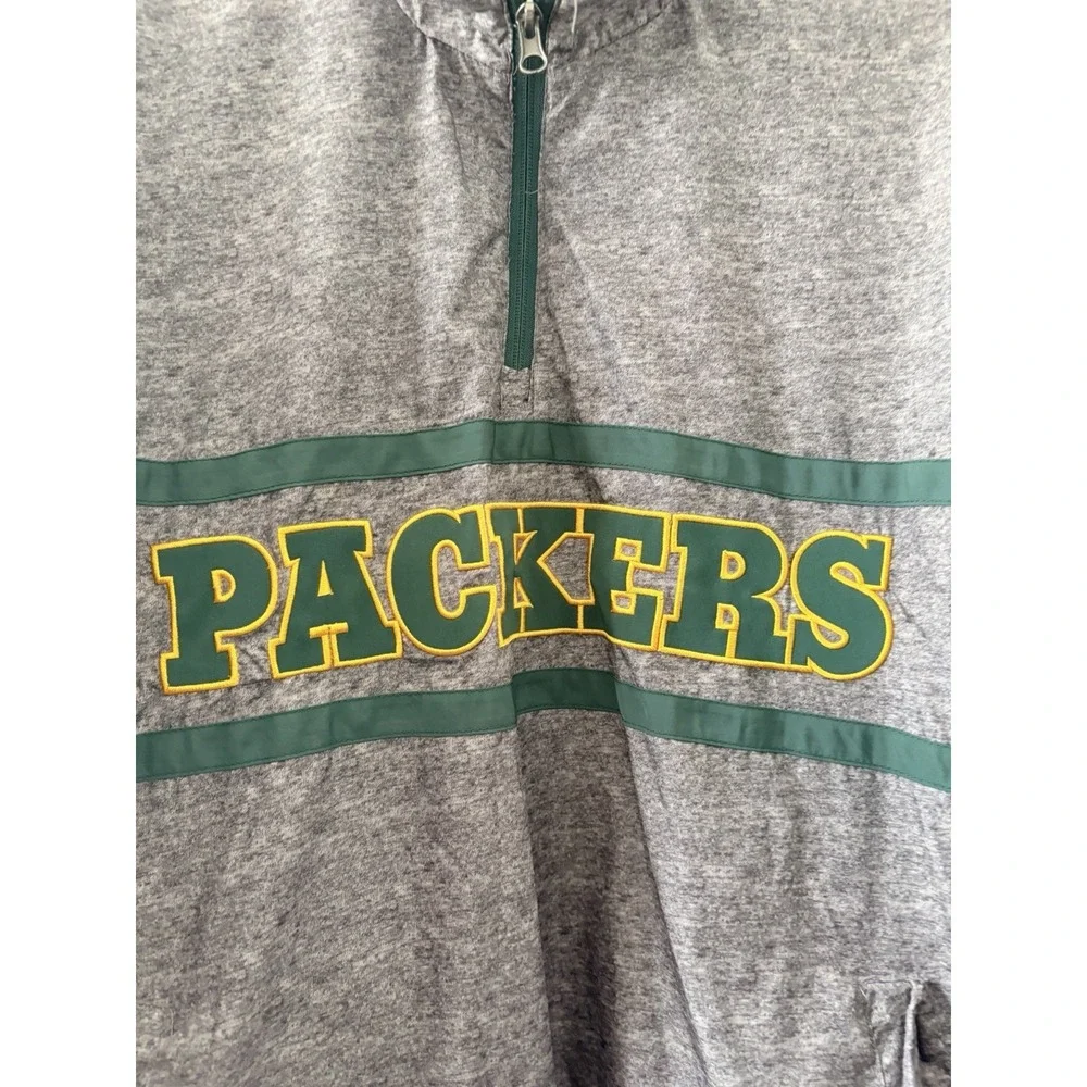 NFL Team Apparel Green Bay Packers Quarter Zip Pullover Jacket Men's Large Grey